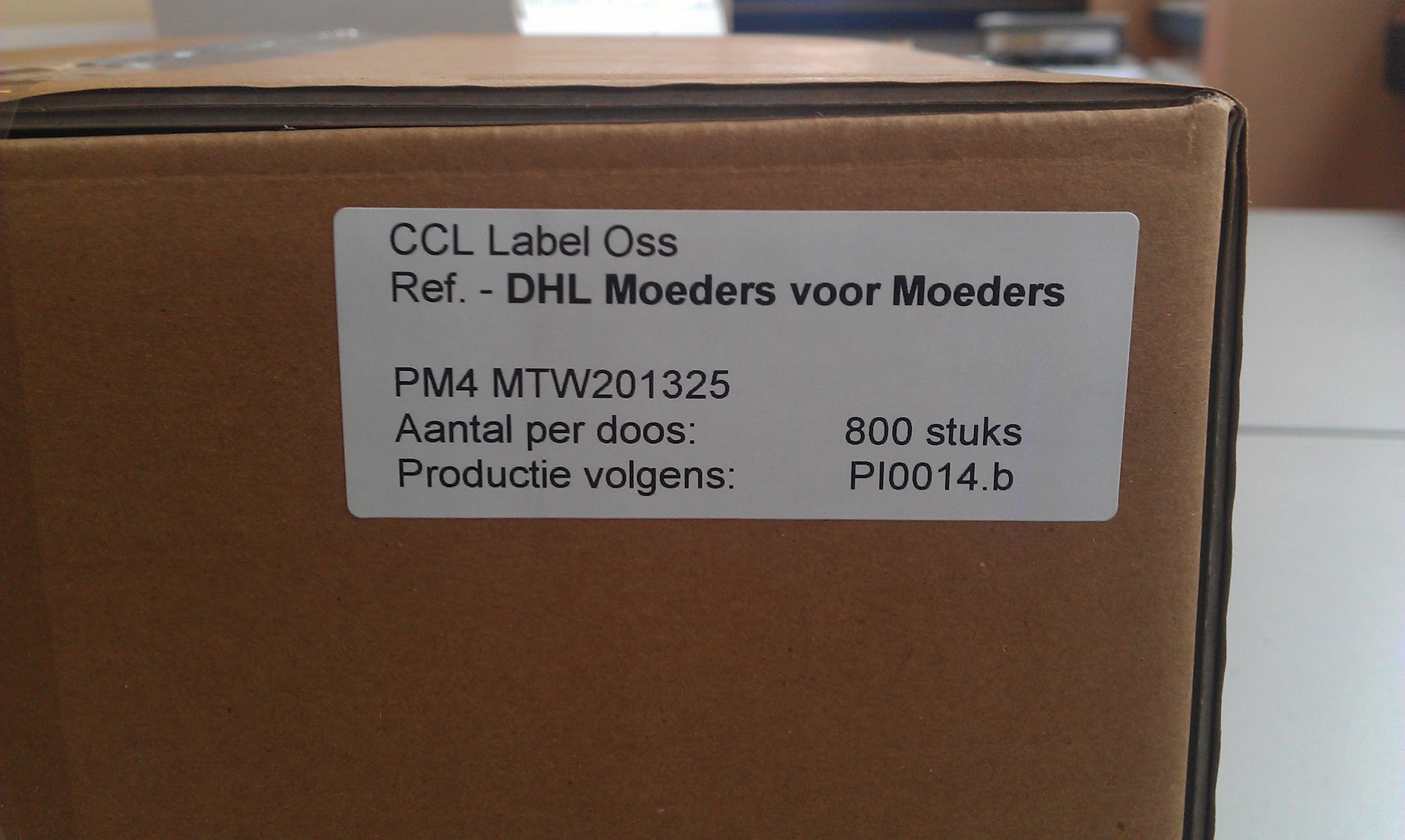 Etiket voor omdoos na montage