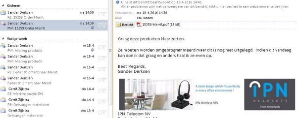 Ontvangst opdracht